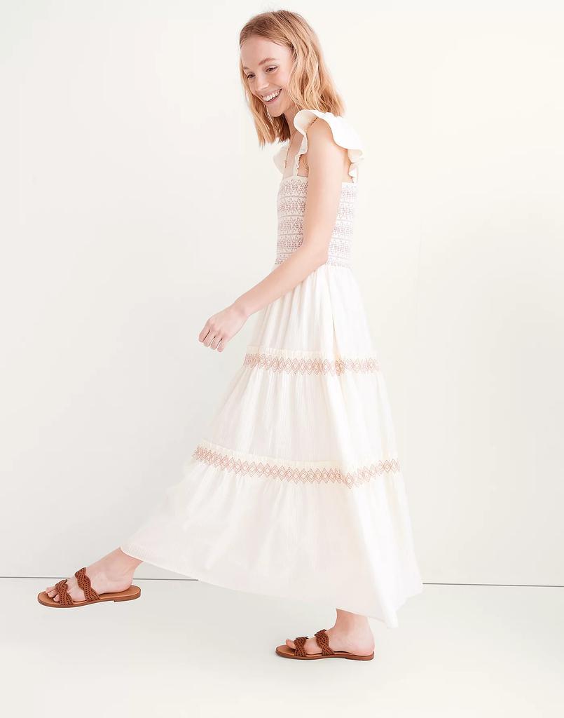 商品Madewell|Lucie Smocked Tiered Midi Dress,价格¥224,第4张图片详细描述