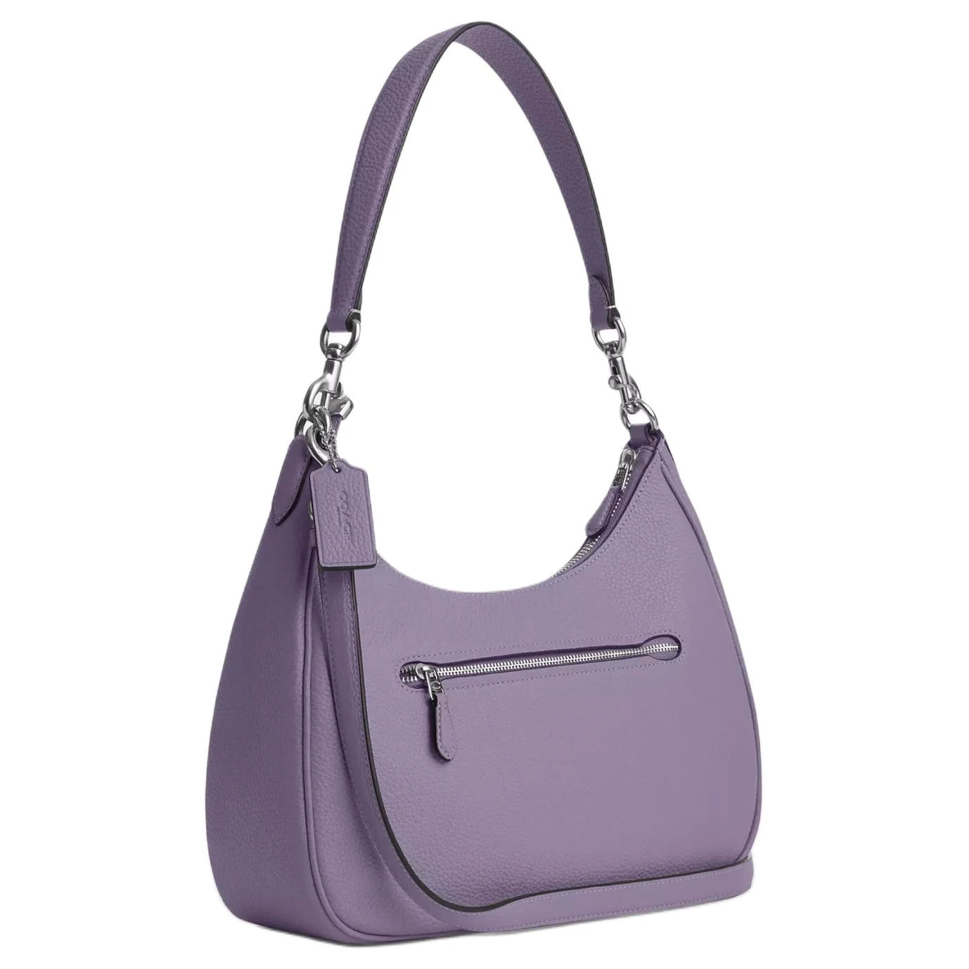 商品[国内直发] Coach|蔻驰 Hobo 29 纯色字母徽标Logo铭牌拉链开合 鹅卵石纹皮革 流浪包腋下包手提斜挎单肩包 大号 女款 银色拼浅紫色,价格¥2164,第3张图片详细描述