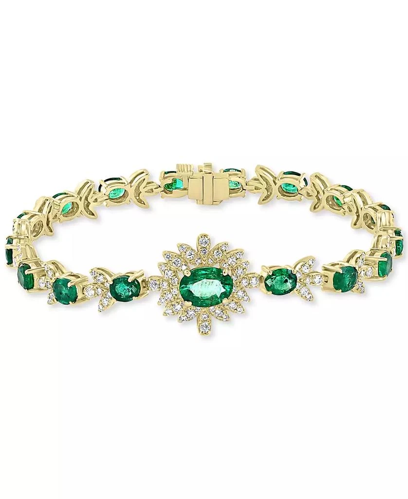 商品Effy|EFFY® Emerald (6-3/8 ct. t.w.) & Diamond (1-1/5 ct. t.w.) Link Bracelet in 14k Gold,价格¥24622,第1张图片