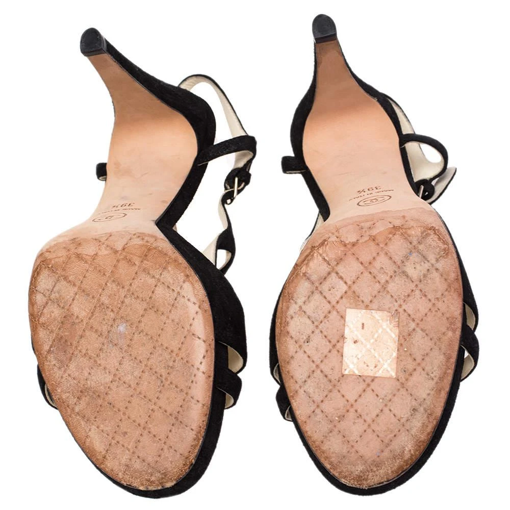 Chanel Black Cut Out Suede CC Ankle Strap Sandals Size 39.5 商品