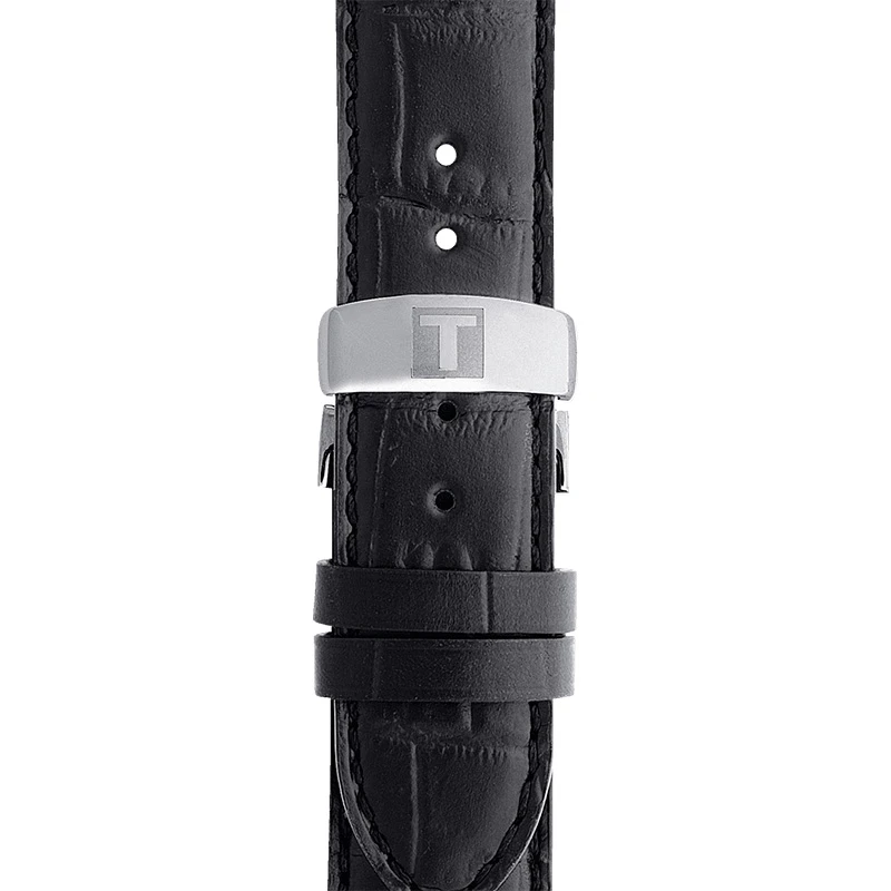 预订款2-3周 天梭  力洛克系列精钢表壳黑色皮革表带80机芯自动机械男士腕表 39.3毫米 商品