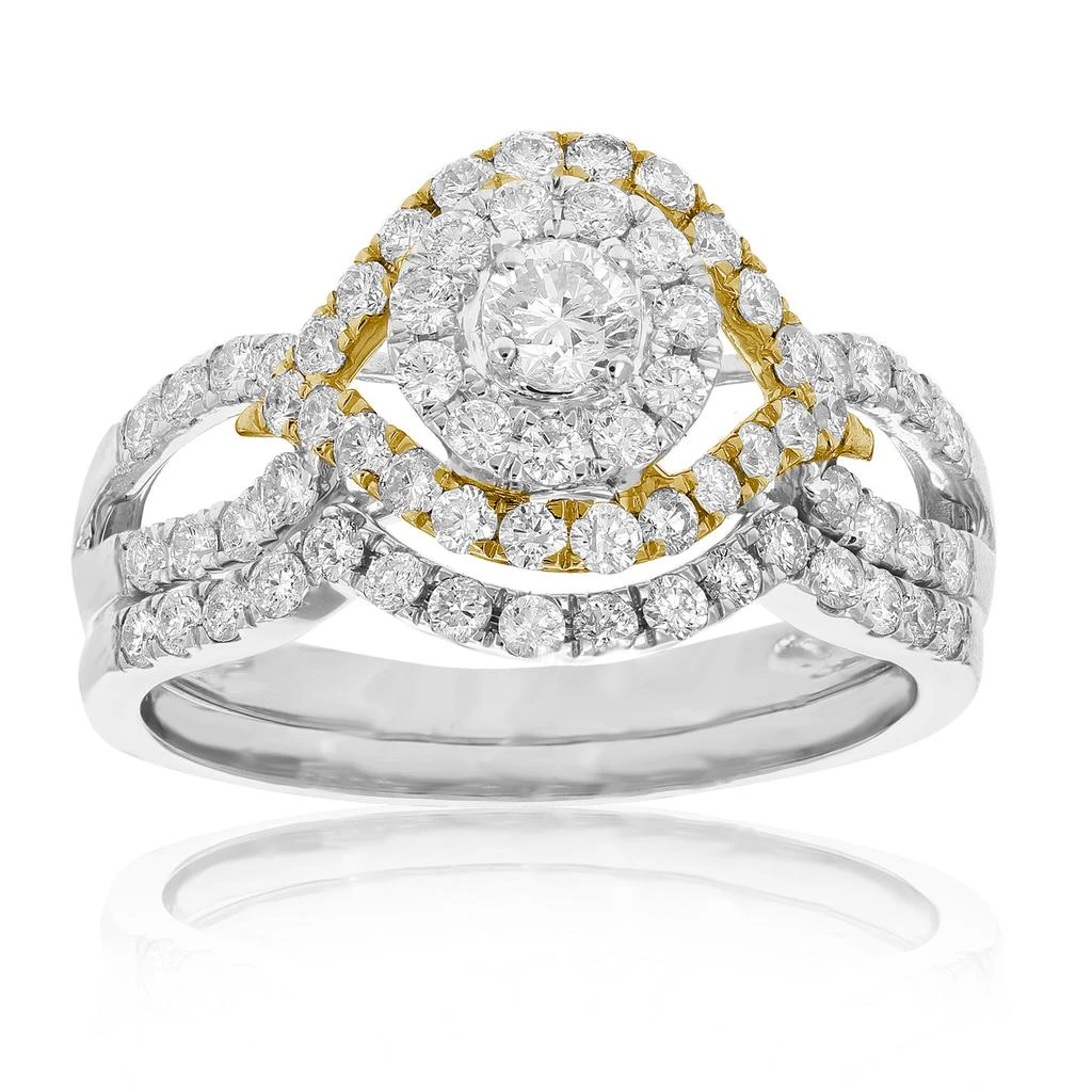 商品Vir Jewels|1 cttw Diamond Wedding Engagement Ring Set 14K White Yellow Gold Halo Bridal,价格¥8502,第1张图片