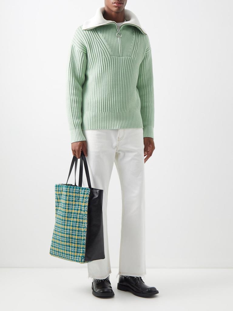 Half-zip organic cotton-blend sweater商品第2张图片规格展示