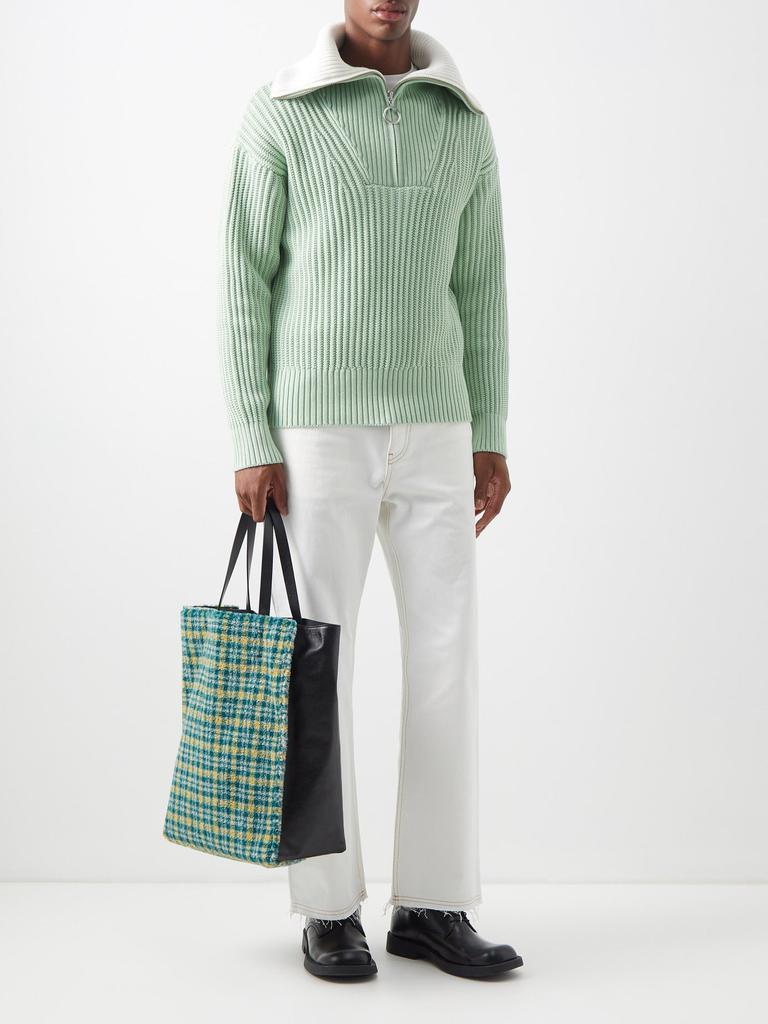 商品AMI|Half-zip organic cotton-blend sweater,价格¥2229,第4张图片详细描述