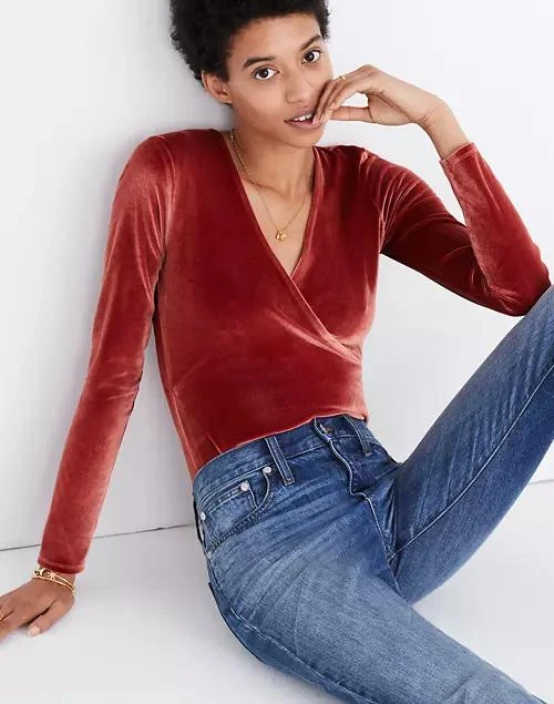 商品Madewell|Velvet Wrap Bodysuit,价格¥238,第1张图片