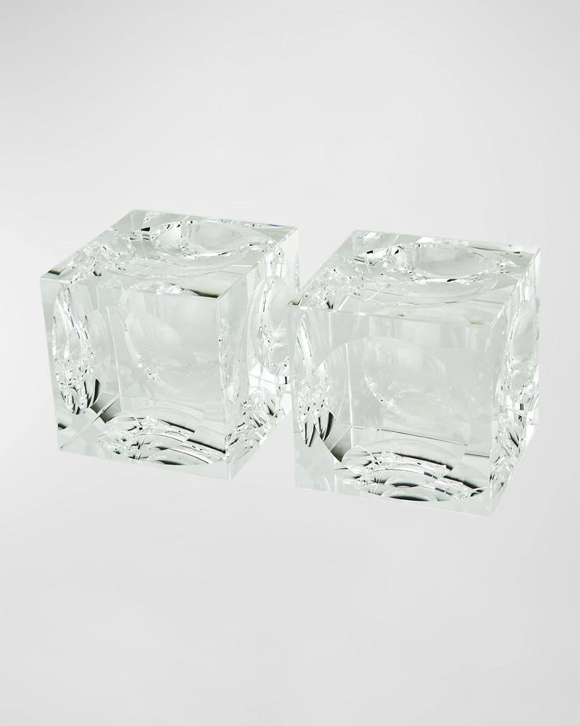商品Tizo|Clear Crystal Square Cube W/Moon Shaped-Cut  Bookend Pair,价格¥1532,第1张图片
