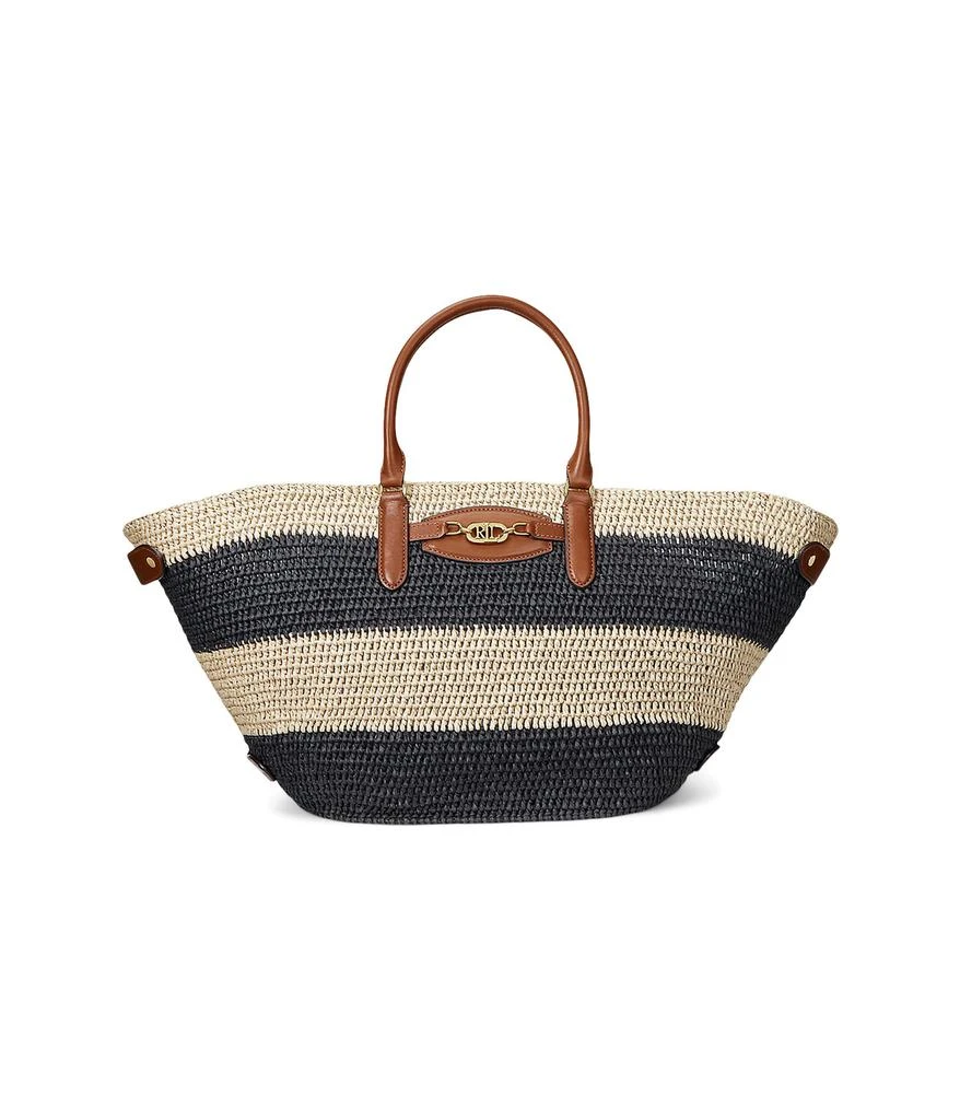 商品Ralph Lauren|Striped Straw Medium Daphney Tote Bag,价格¥2901,第1张图片