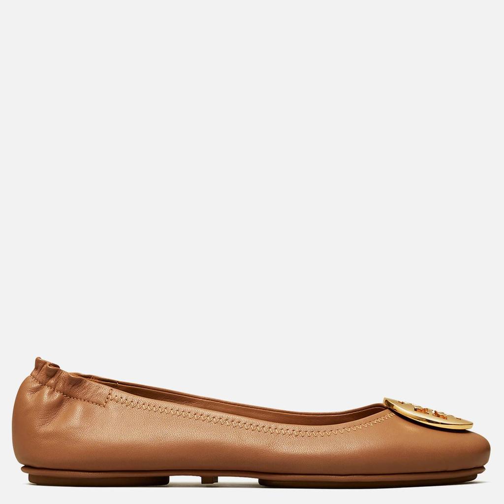 Tory Burch Women's Minnie Travel Leather Ballet Flats - Royal Tan/Gold商品第1张图片规格展示