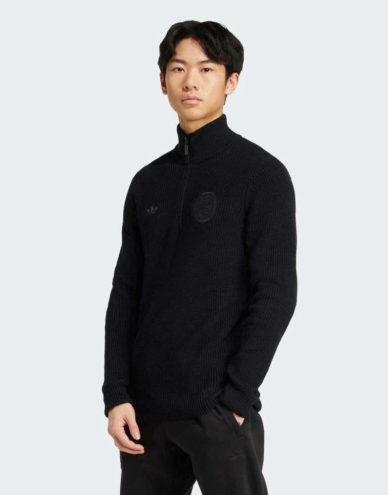 商品Adidas|adidas Originals Germany anniversary half-zip knit sweatshirt in black,价格¥1258,第1张图片