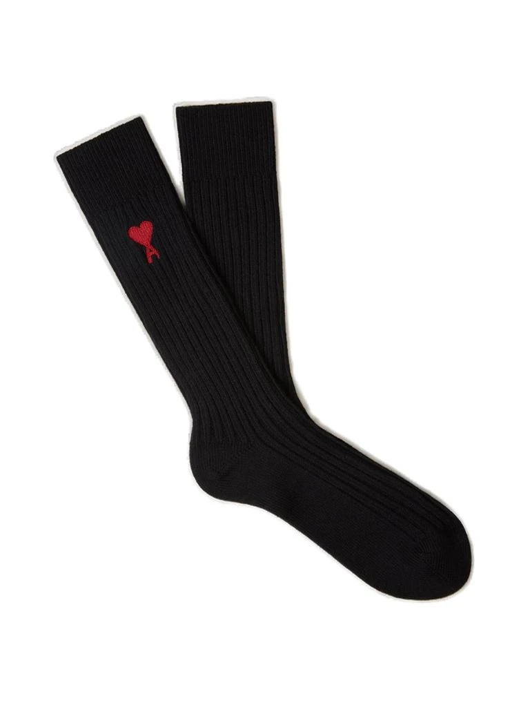 商品AMI|AMI Paris Logo Embroidered Ribbed 3-Pack Socks,价格¥602,第2张图片详细描述