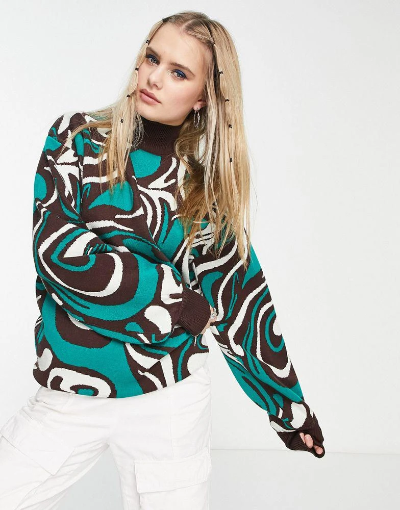 商品Heartbreak|Heartbreak high neck jumper in marble print,价格¥129,第2张图片详细描述