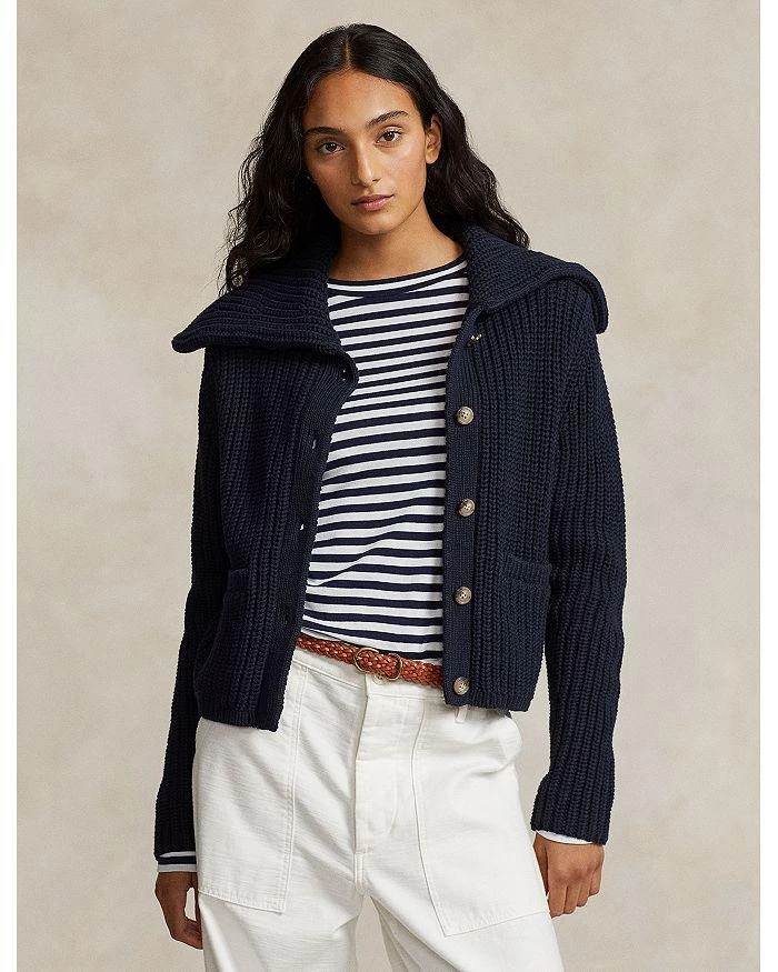 商品Ralph Lauren|Cotton Rib Knit Flap Collar Cardigan,价格¥1905,第4张图片详细描述