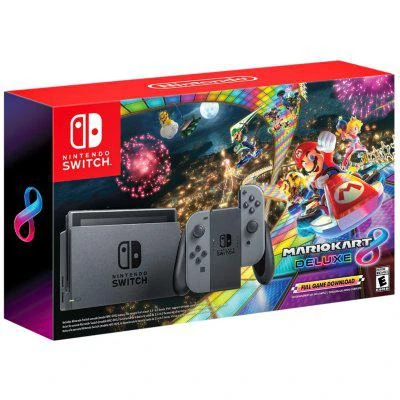 商品Nintendo|Nintendo Switch with Gray Joy-Con + Mario Kart 8 Deluxe 老版灰色手柄Switch+马里奥马车,价格¥2459,第2张图片详细描述