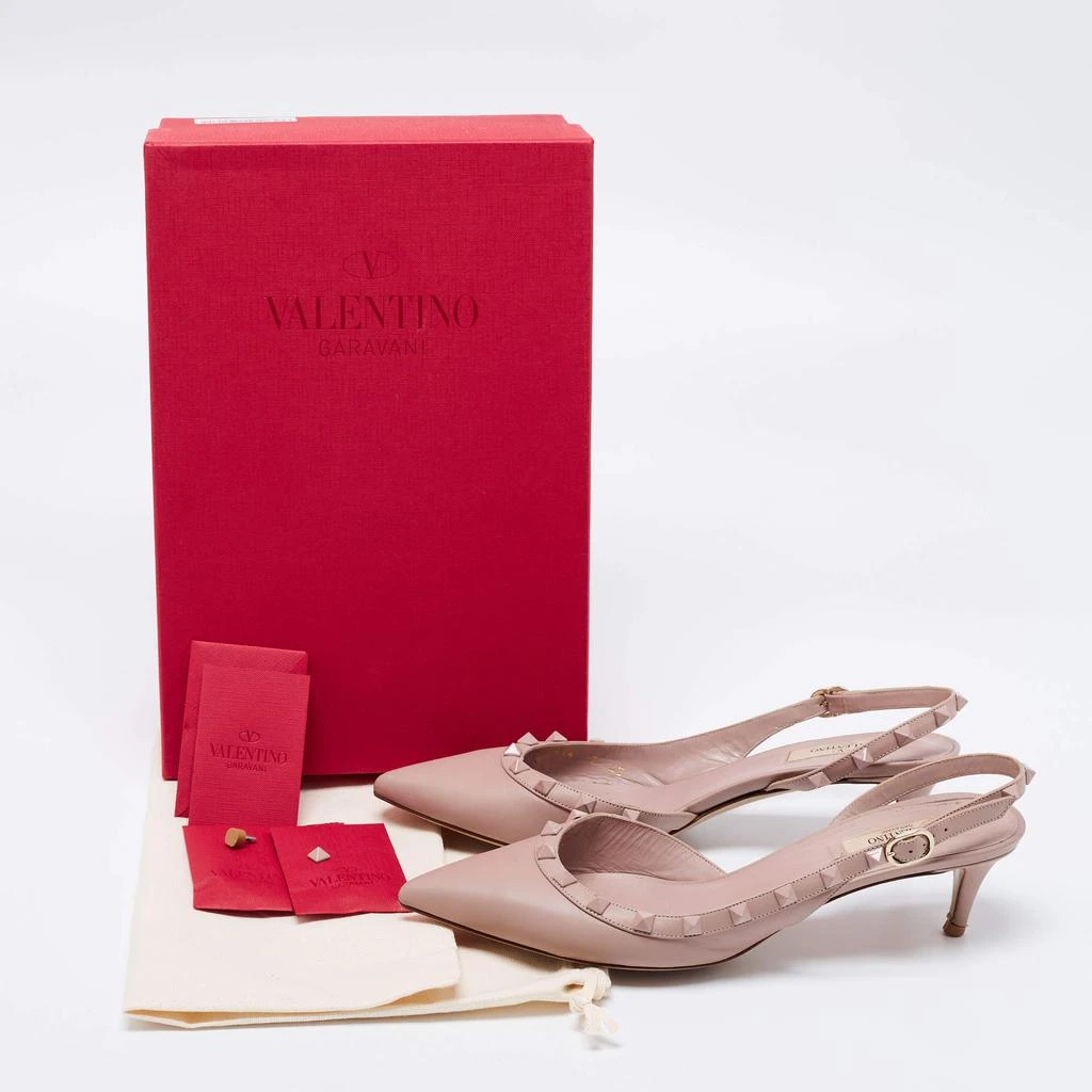Valentino Beige Leather Rockstud Slingback Pumps Size 40 商品