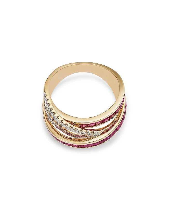 商品Bloomingdale's Fine Collection|Ruby & Diamond Crossover Ring in 14K Yellow Gold,价格¥19170,第3张图片详细描述