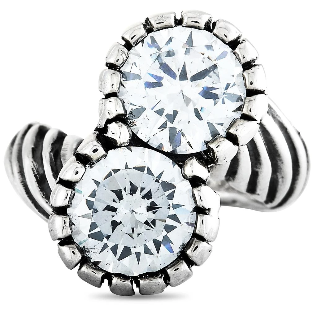 商品King Baby|King Baby Silver and White Cubic Zirconia Twisted Pattern Ring,价格¥1100,第4张图片详细描述