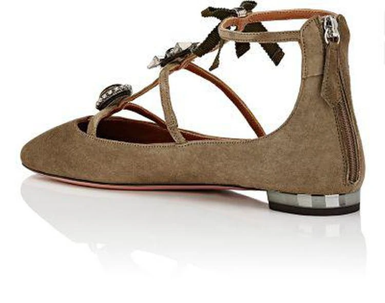 商品Aquazzura|Pandora Suede T-Strap Flats,价格¥2671,第3张图片详细描述