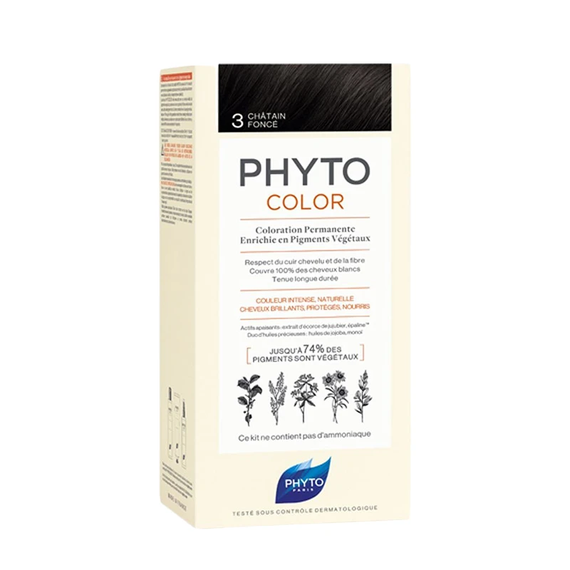 商品Phyto|PHYTO发朵全色系染发剂112ml（显影乳液50ml+染色剂50ml+发膜12ml）,价格¥125,第1张图片
