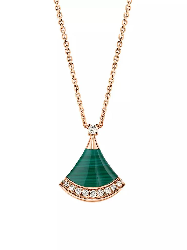 商品BVLGARI|Divas' Dream 18K Rose Gold, Malachite & 0.13 TCW Diamond Pendant Necklace,价格¥27985,第3张图片详细描述