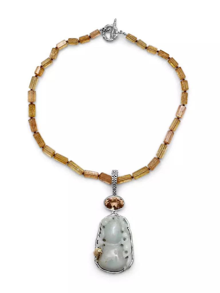 商品Stephen Dweck|One-Of-A-Kind Vintage Hand-Carved Jade, Faceted Citrine & Imperial Topaz Sterling Silver Necklace,价格¥46805,第1张图片