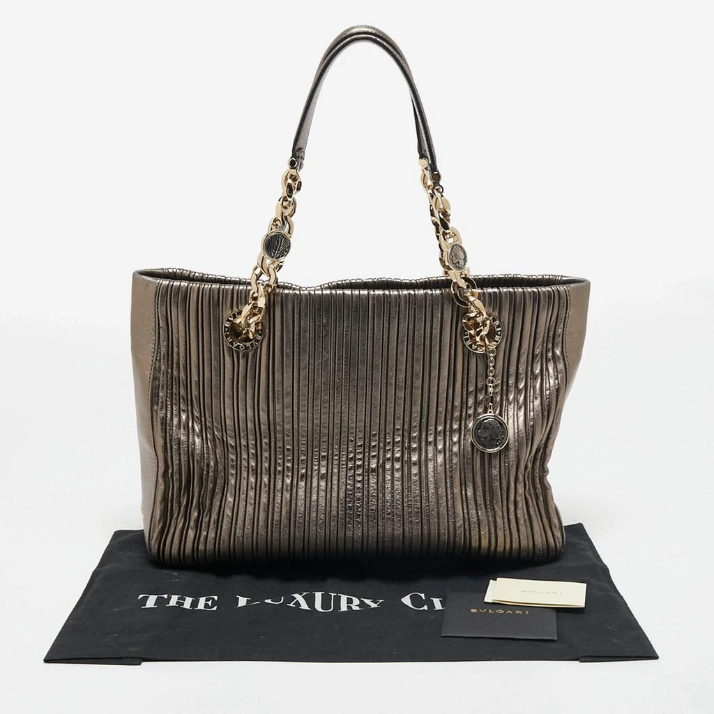 Bvlgari Metallic Grey Leather Monte Plisse Shopper Tote 商品