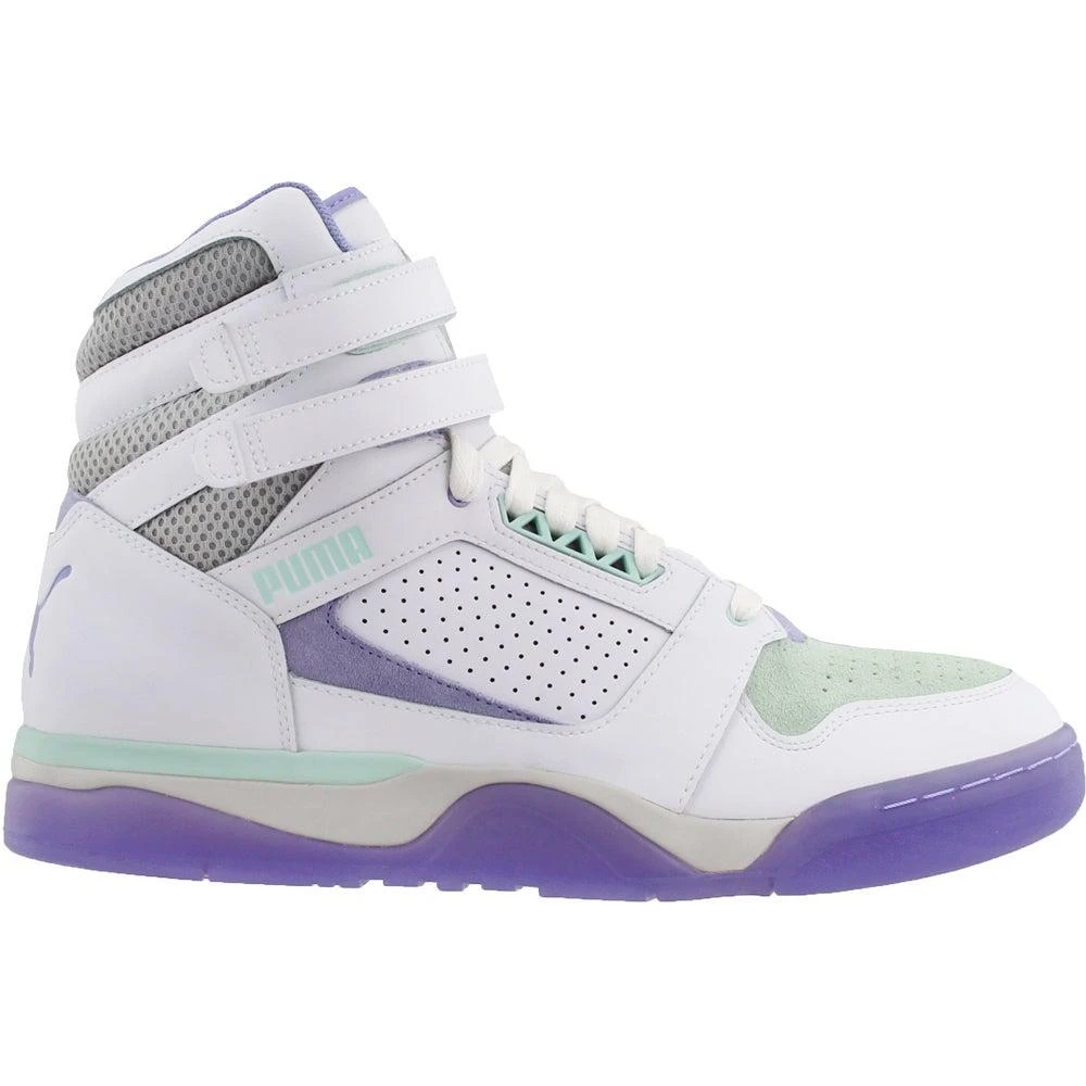 商品Puma|Palace Guard Mid Easter 耐磨防滑中帮篮球鞋 白紫 370595-01,价格¥301,第1张图片