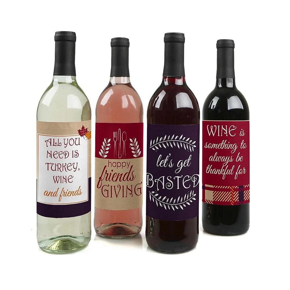 商品Big Dot of Happiness|Friends Thanksgiving Feast - Friendsgiving Party Decorations for Women and Men - Wine Bottle Label Stickers - Set of 4,价格¥82,第1张图片