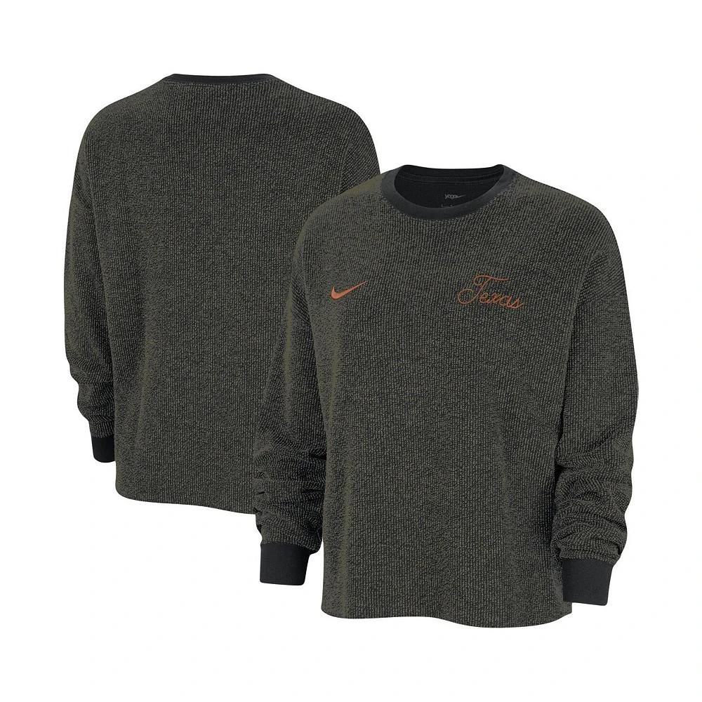 商品NIKE|Women's Black Texas Longhorns Yoga Script Pullover Sweatshirt,价格¥598,第1张图片