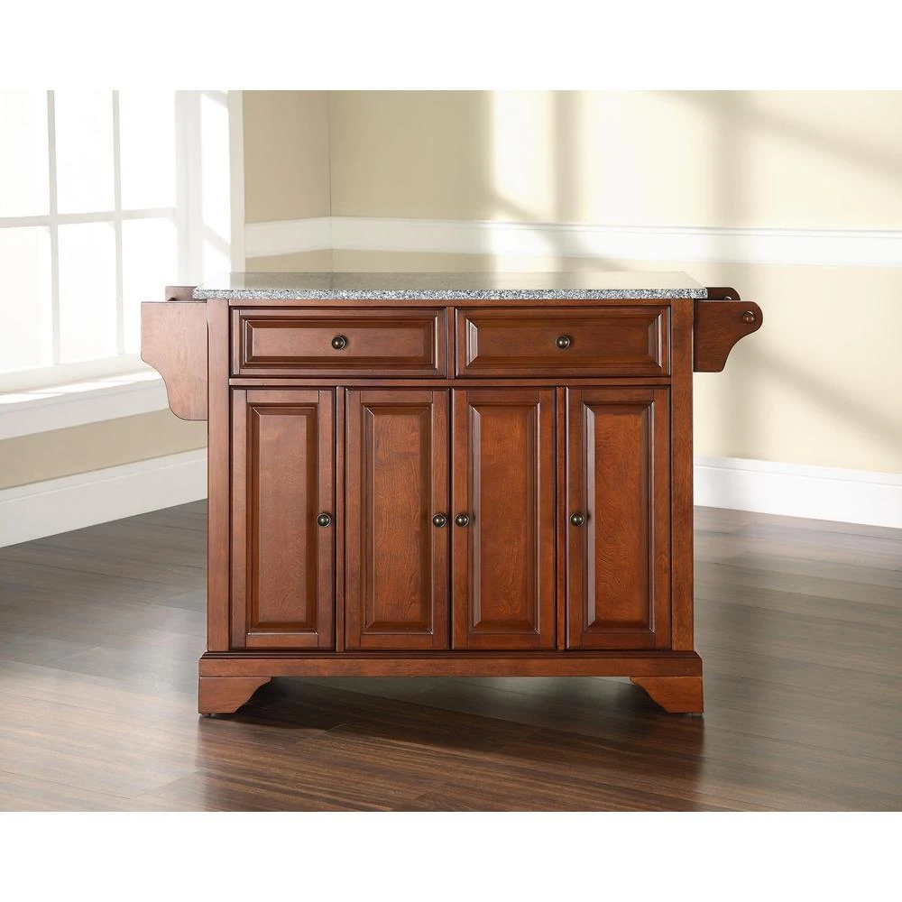 商品Crosley Furniture|Lafayette Granite Top Full Size Kitchen Island/Cart Cherry/Gray,价格¥5663,第3张图片详细描述