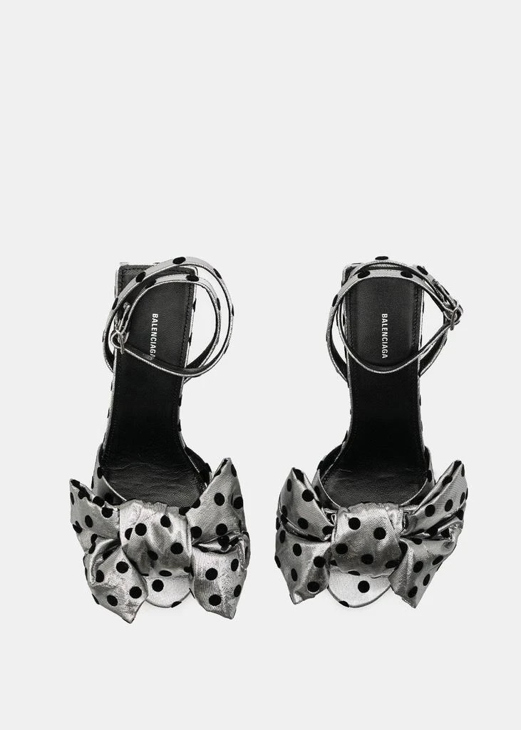 商品Balenciaga|Balenciaga Silver & Black Bow Ankle Strap Sandals,价格¥3218,第5张图片详细描述