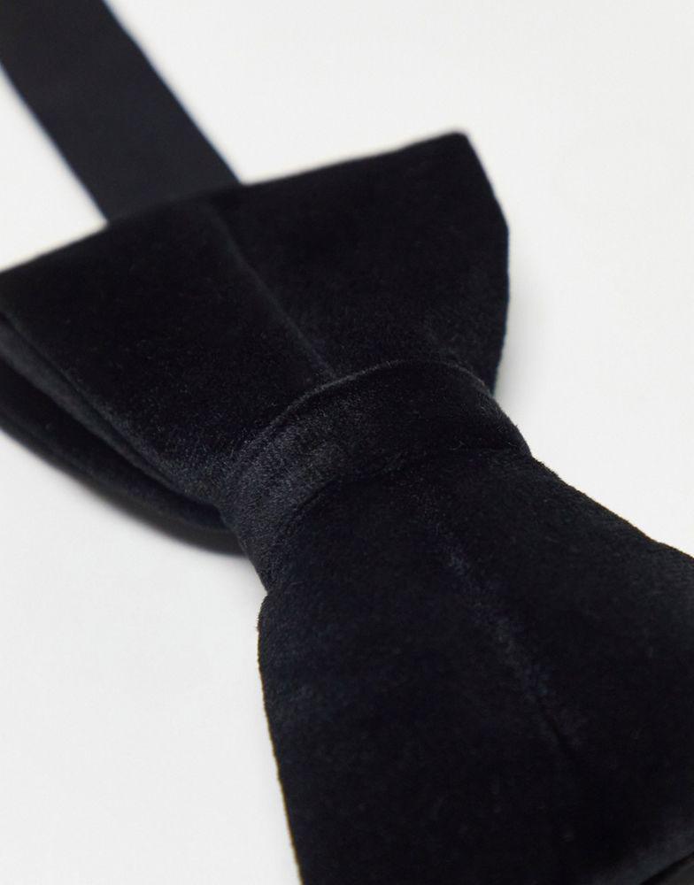 ASOS DESIGN velvet bow tie in black商品第2张图片规格展示