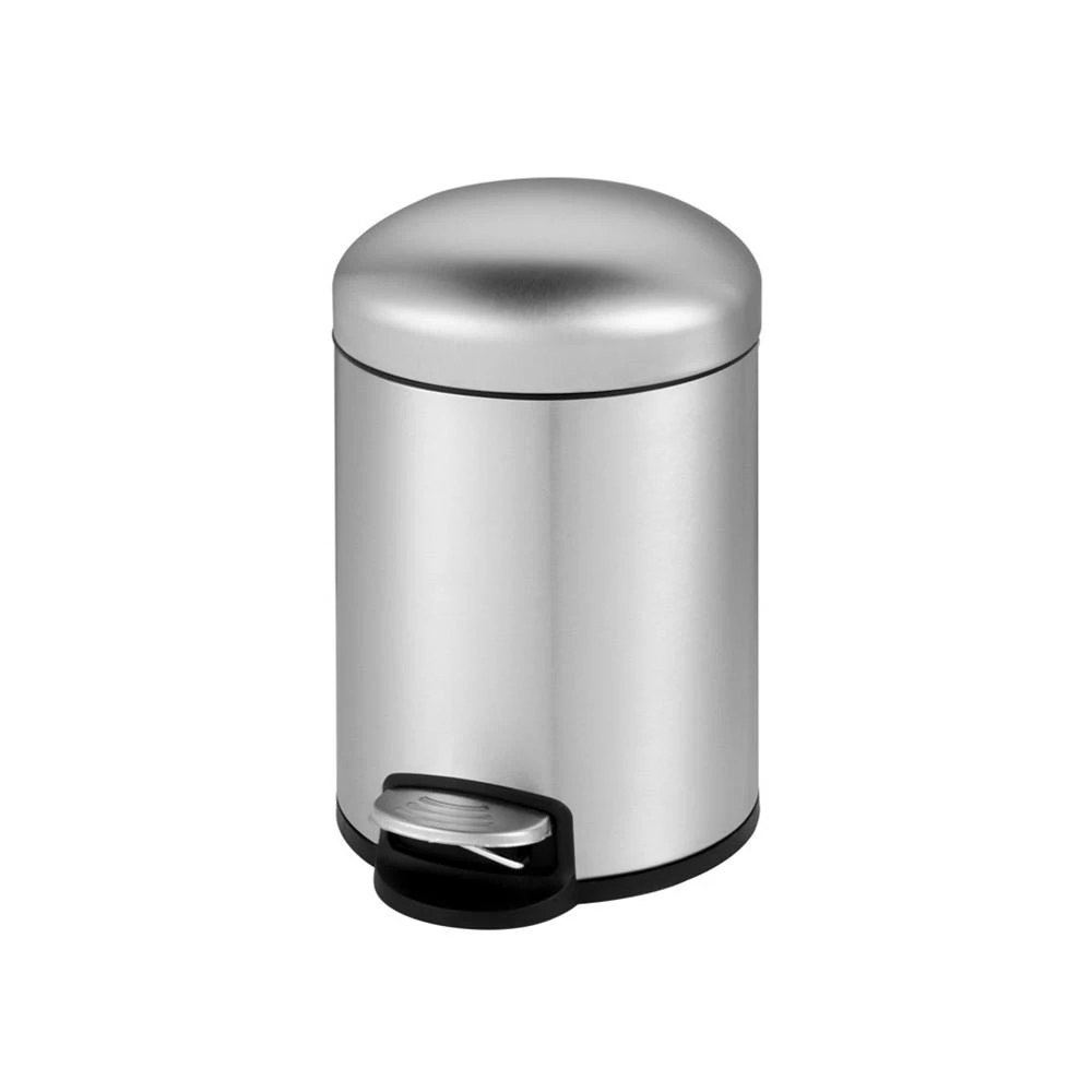 商品Mega Casa|1.32 Gal./5 Liter Stainless Steel Round Step-on Trash Can for Bathroom and Office,价格¥149,第1张图片