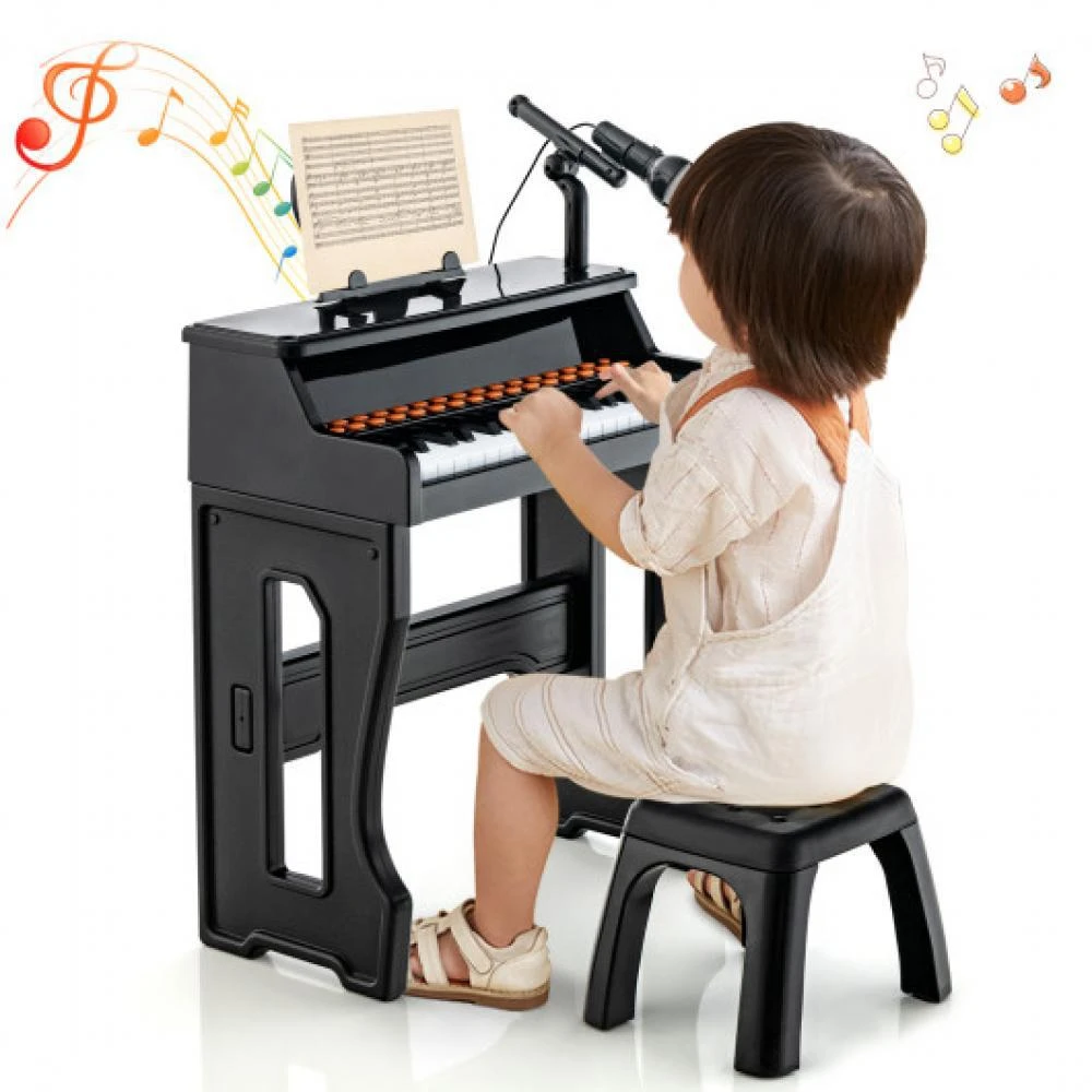 商品Hivvago|37 Keys Music Piano with Microphone Kids Piano Keyboard with Detachable Music Stand-Black,价格¥493,第4张图片详细描述