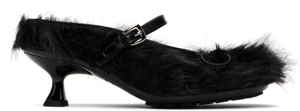 商品Simone Rocha|Black Faux Fur Grip Mule Heels,价格¥8151,第1张图片
