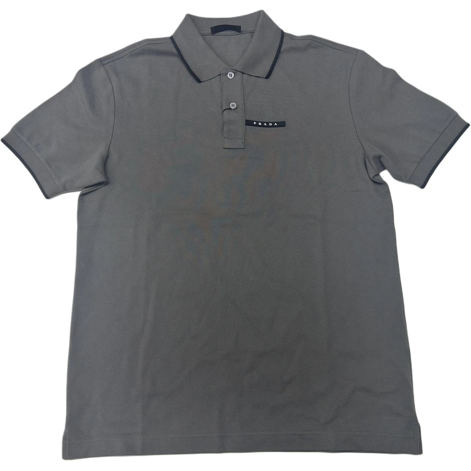 商品[国内直发] Prada|Logo领口条纹短袖Polo衫 男款 灰色,价格¥3337,第4张图片详细描述