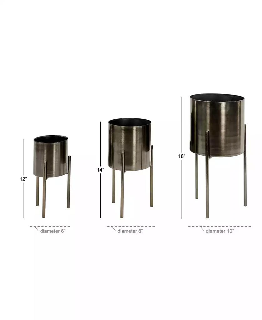 商品Rosemary Lane|Contemporary Style Large Round Metal Planters in Stands, Set of 3,价格¥707,第3张图片详细描述