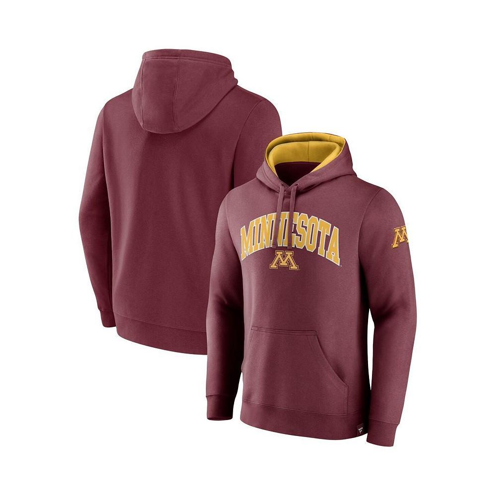 商品Fanatics|Men's Branded Maroon Minnesota Golden Gophers Arch and Logo Tackle Twill Pullover Hoodie,价格¥359,第1张图片