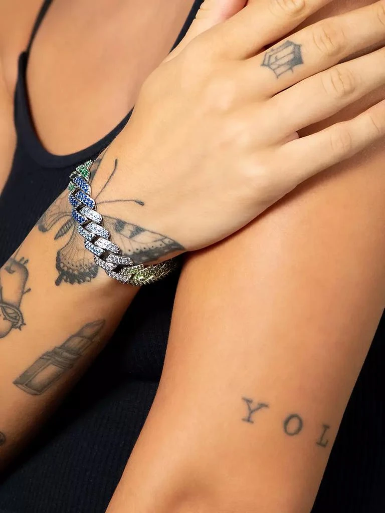 商品Darkai|Just The [Un]Ordinary Prong Pave Tidal Wave 18K-White-Gold-Plated & Cubic Zirconia Bracelet,价格¥4339,第2张图片详细描述