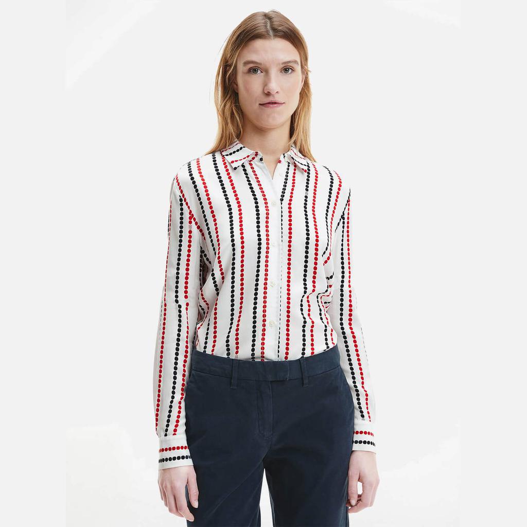 Tommy Hilfiger Women's Viscose Fleur Blouse - Polka Dot STP/White Ground商品第1张图片规格展示