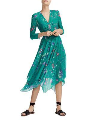 商品Maje|Smocked Floral-Print Midi Dress,价格¥1009,第1张图片