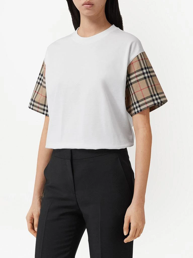 商品Burberry|BURBERRY - Check Sleeves Cotton T-shirt,价格¥3413,第3张图片详细描述