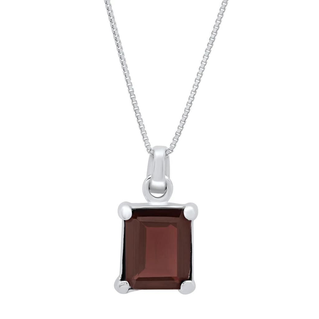 商品MAXCOLOR|Sterling Silver 8x10 Emerald Cut Gemstone Pendant,价格¥396,第1张图片