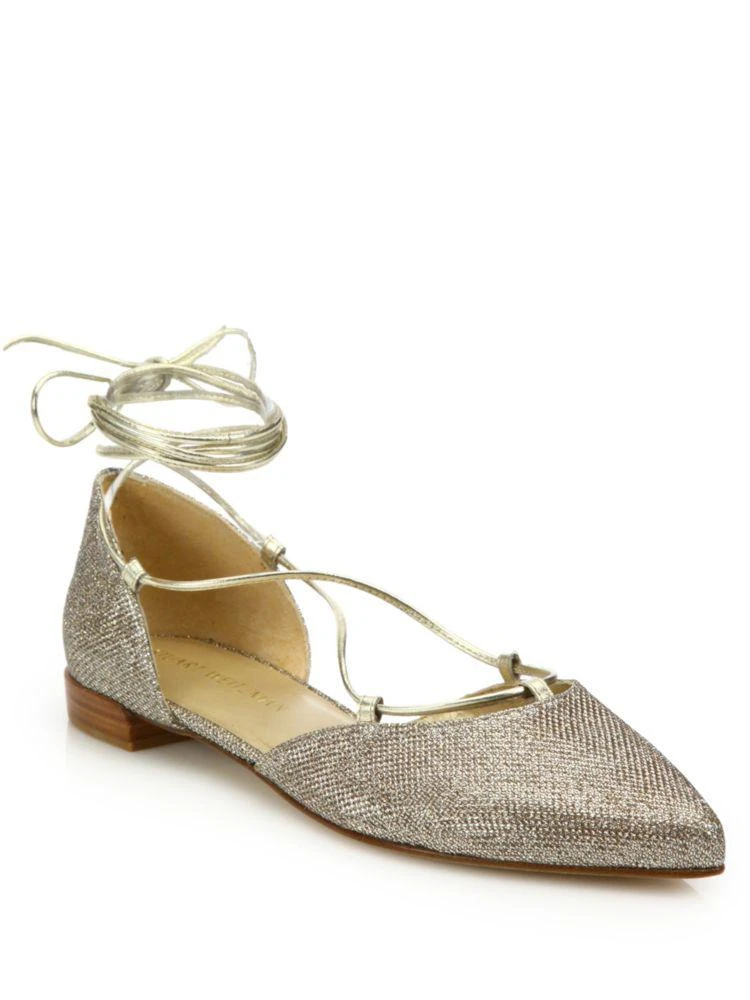 商品Stuart Weitzman|Gilligan Glitter Lace-Up Flats,价格¥3130,第1张图片