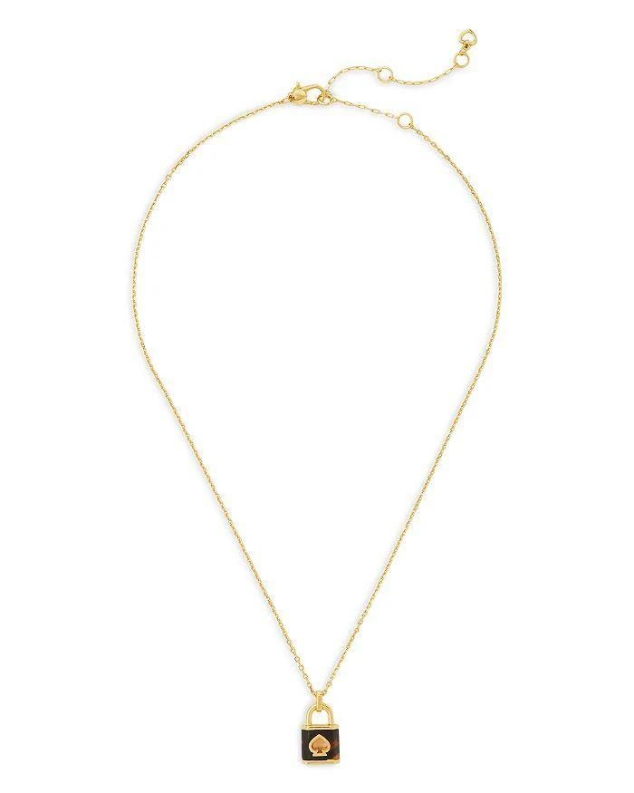 商品Kate Spade|Lock and Spade Color Padlock Mini Pendant Necklace in Gold Tone, 16"-19",价格¥255,第1张图片