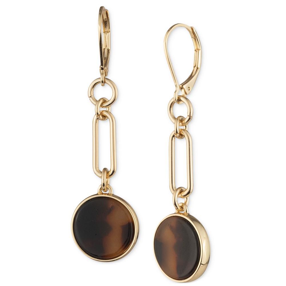 Gold-Tone Link & Tortoise-Look Inlay Linear Drop Earrings商品第1张图片规格展示