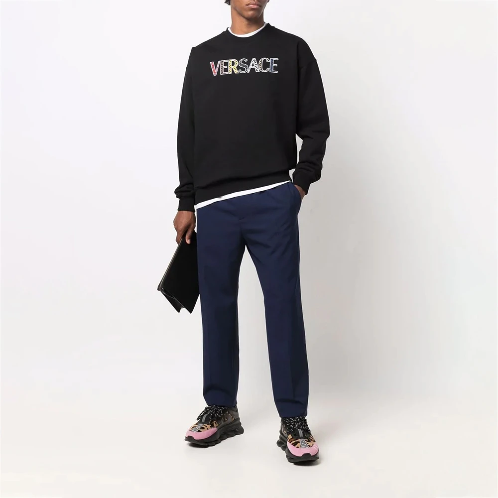 VERSACE 男士黑色印花棉质圆领卫衣 10024801-A018121-B000 商品