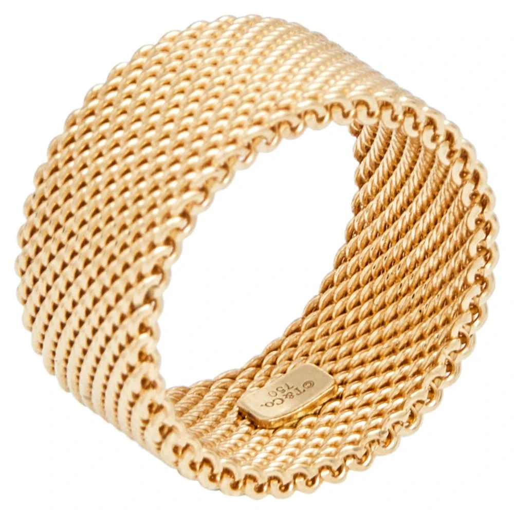 商品[二手商品] Tiffany & Co.|Tiffany & Co. Somerset 18k Yellow Gold Mesh Band Ring Size 49,价格¥6280,第1张图片