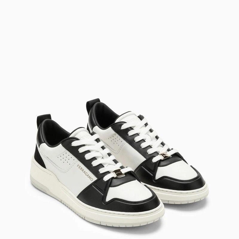 商品Salvatore Ferragamo|LOW BLACK/WHITE LEATHER TRAINER,价格¥2944,第2张图片详细描述