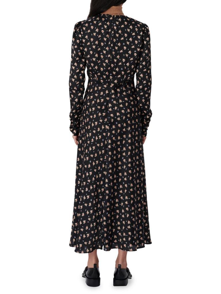 商品Maje|Riava Satin Floral Print Maxi Dress,价格¥1103,第4张图片详细描述