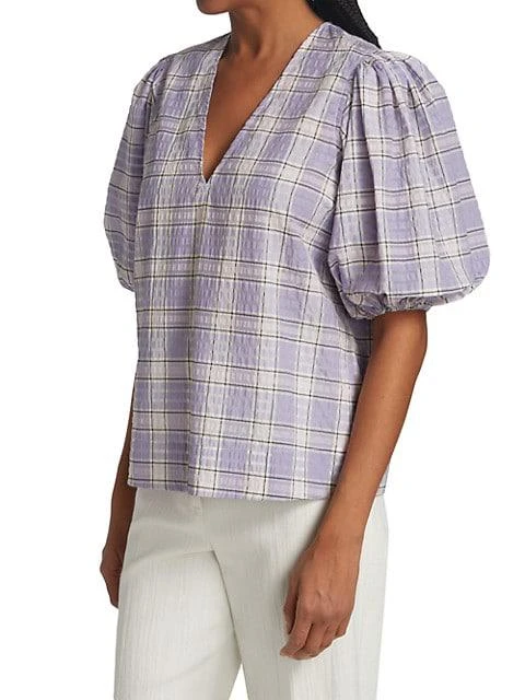 商品Ganni|Seersucker Check Blouse,价格¥521,第4张图片详细描述